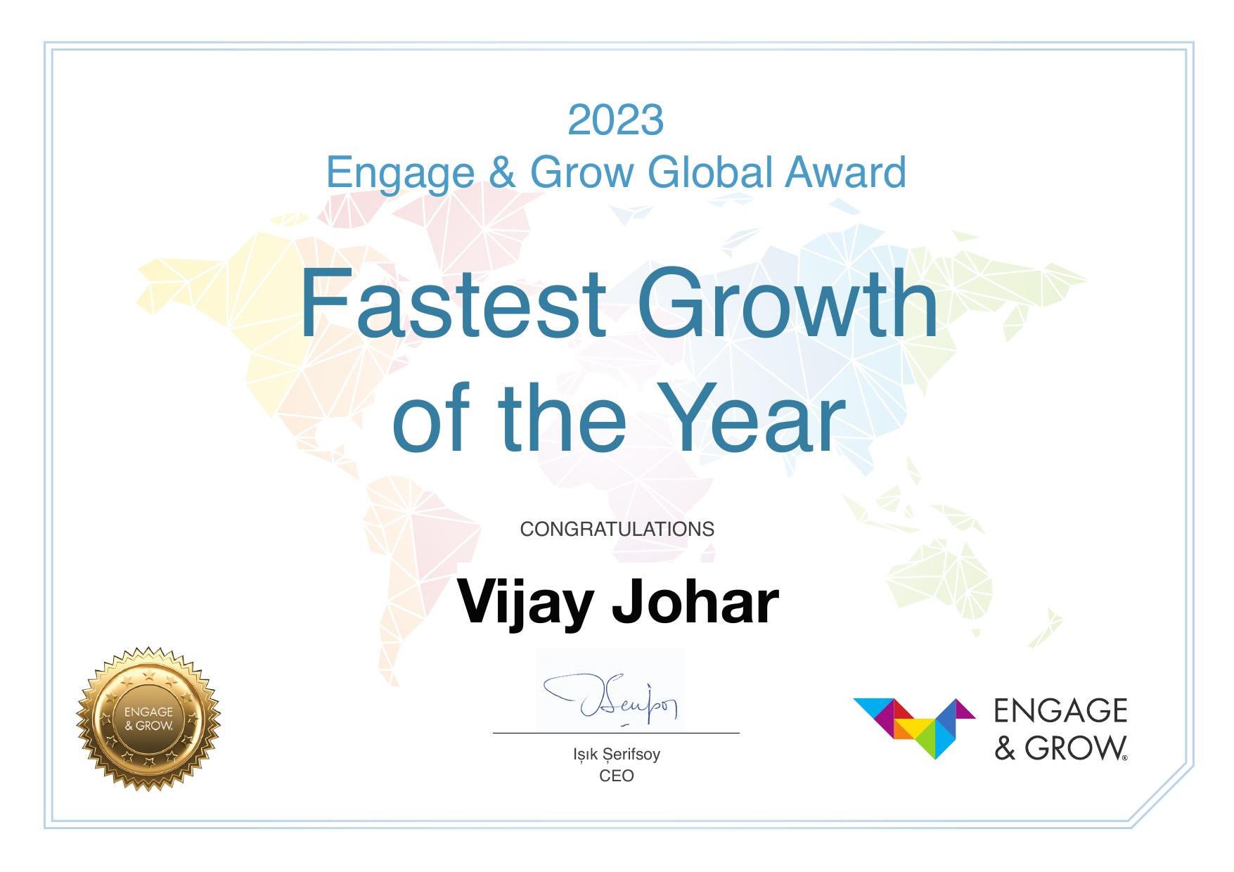 Fastest Growth of the Year | Engage & Grow Global Award 2023