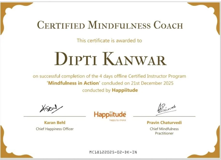 Certified Mindfulness Coach | Dr. Dipti Kanwar, Happiitude 2025